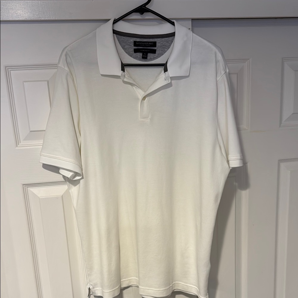 Banana Republic White Polo Shirt Classic Lightweight Casual